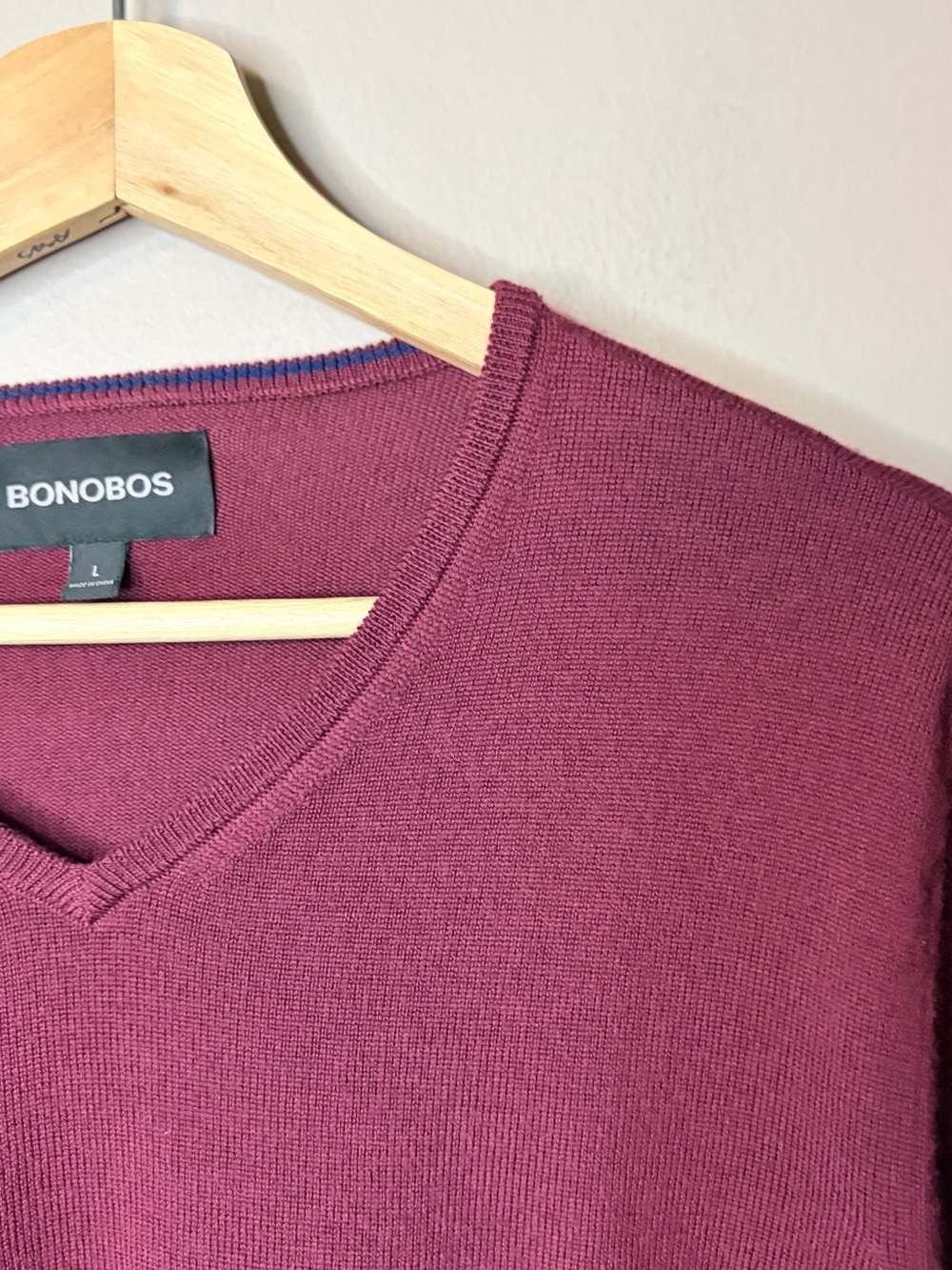 Bonobos V-Neck Sweater Maroon L Wool